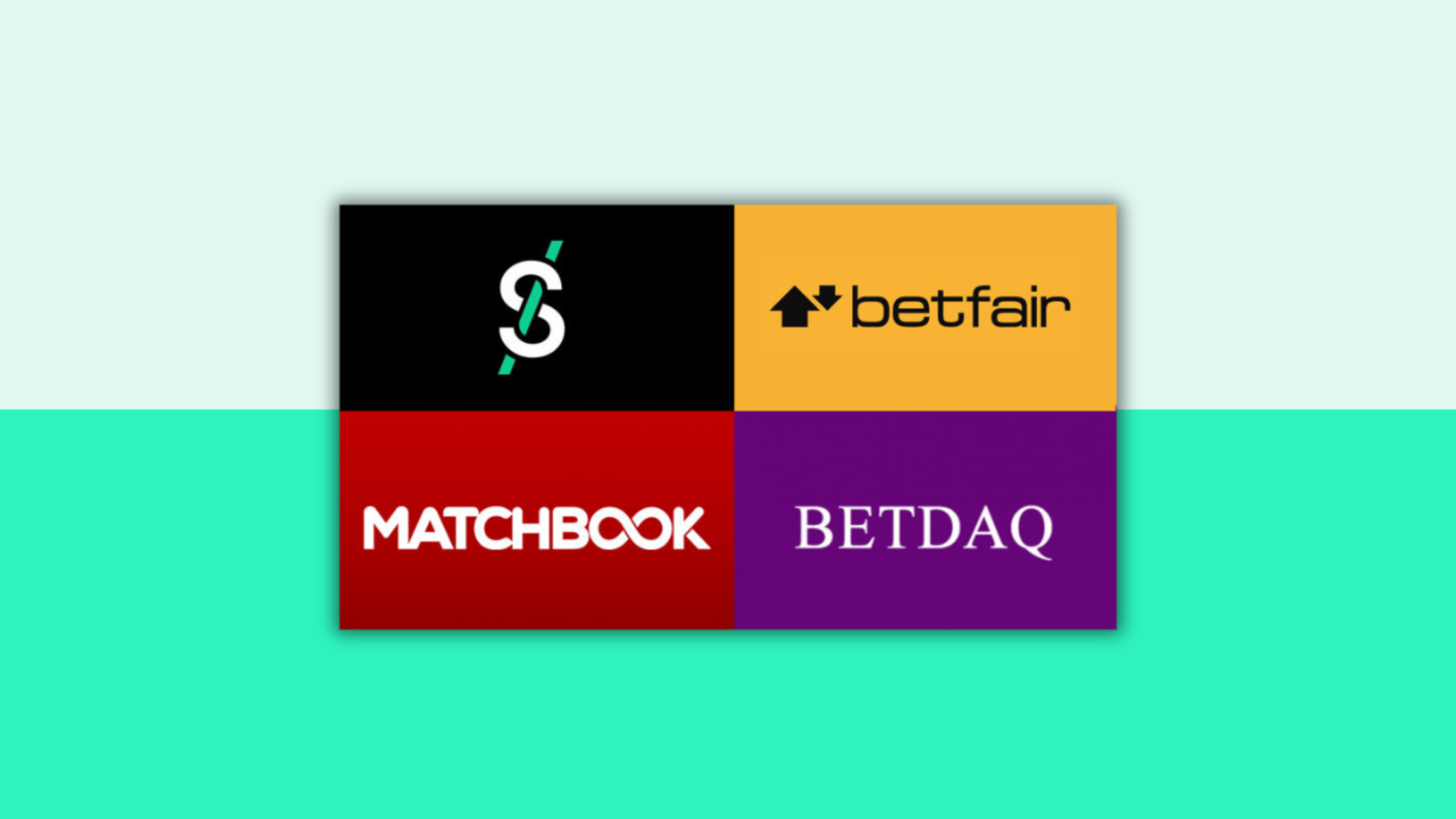 a rectangular shape containing the logos of the smarkets, betfair, matchbook and betdaq betting exchanges